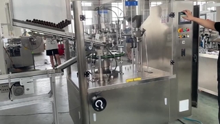 máy làm đầy ống kim loại với thùng carton